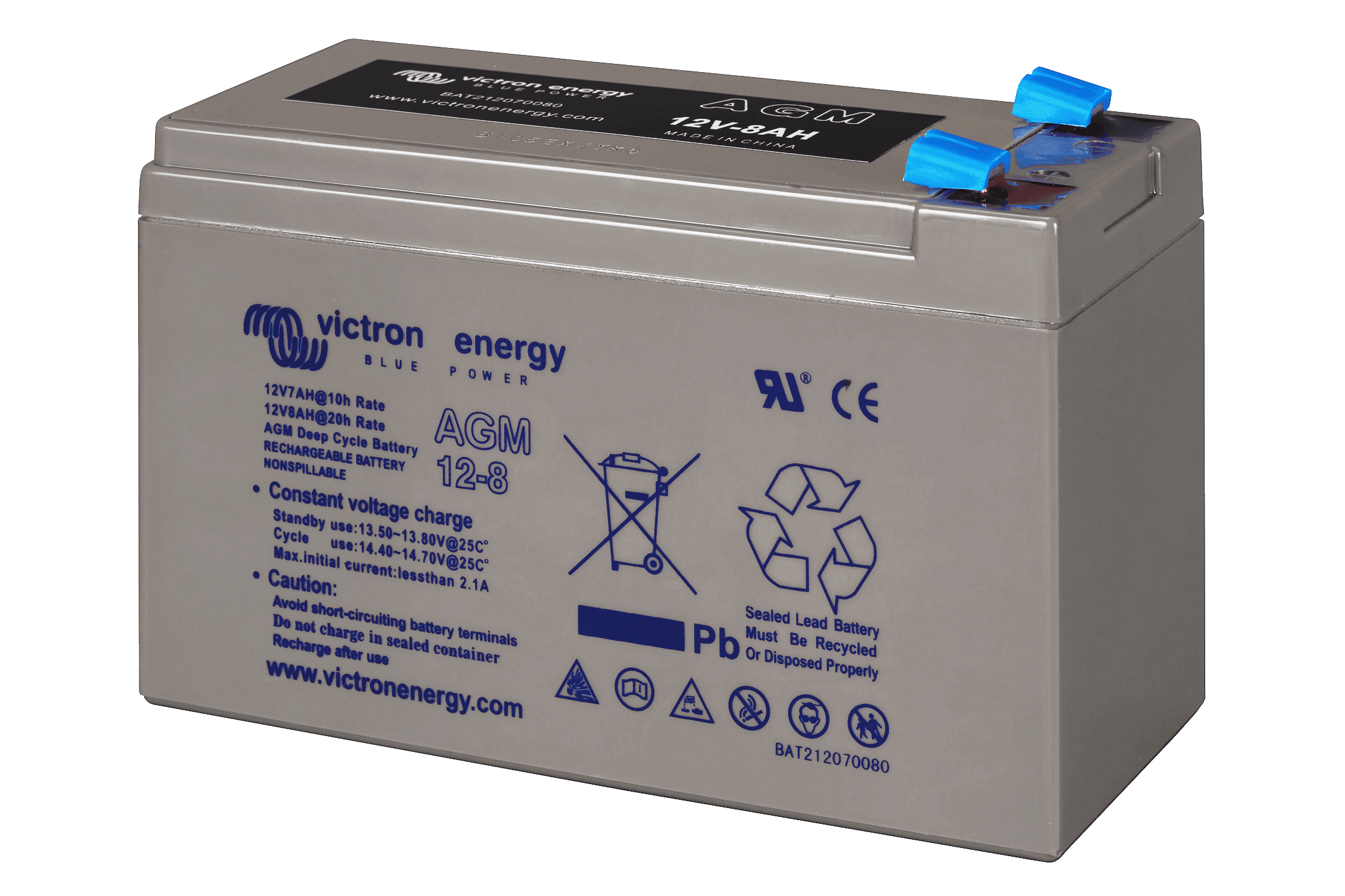 12V 8Ah AGM Deep Cycle Battery (left) thumbnail