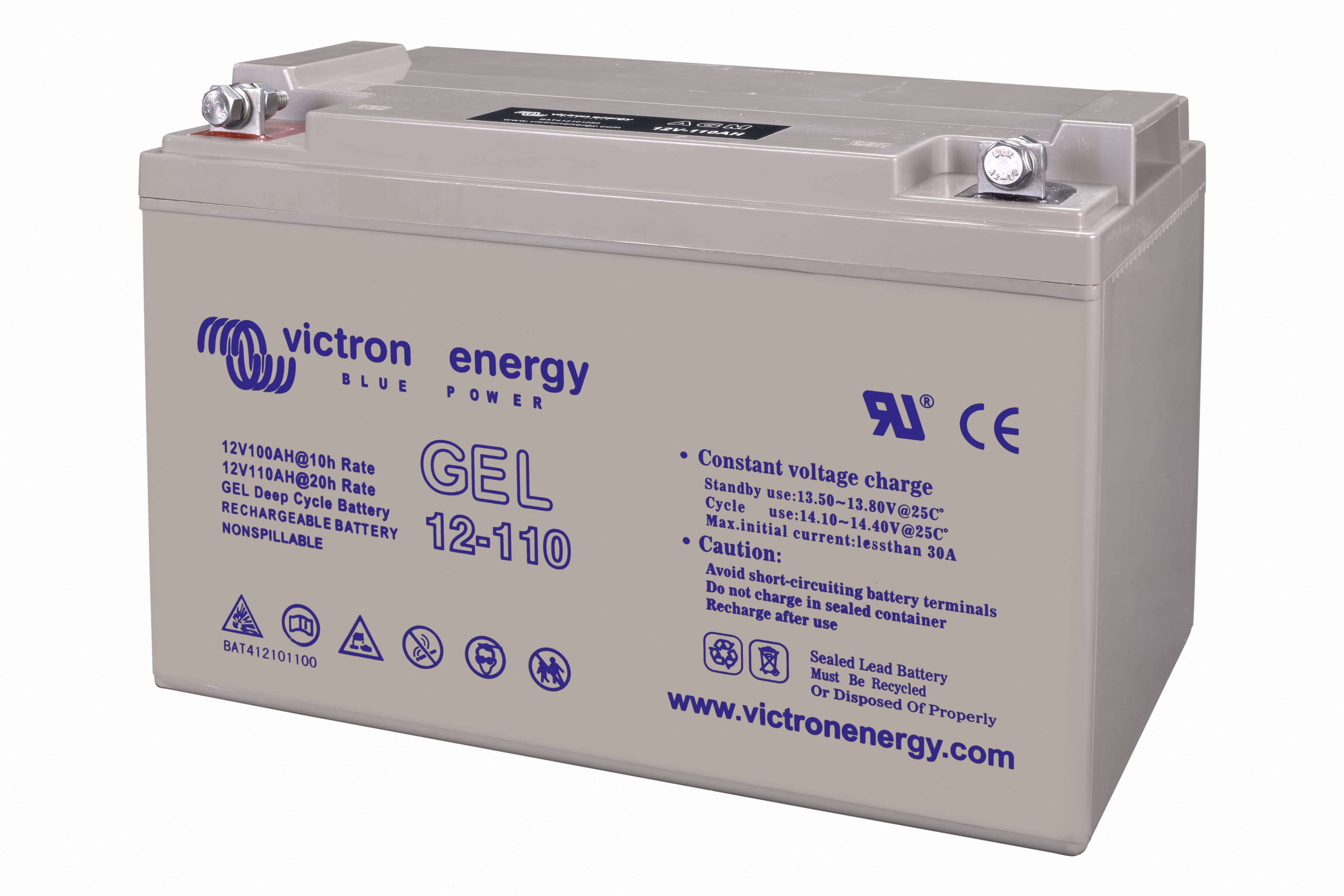 12V 110Ah Gel Deep Cycle Battery (left) thumbnail